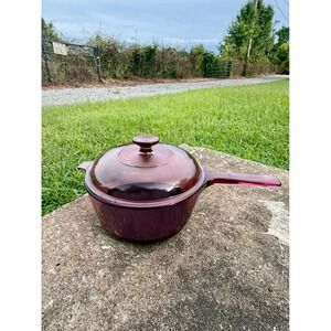 VTG Visions Corning Cranberry Glass 2.5L Saucepan w Pyrex Lid V-2.5-C USA Made